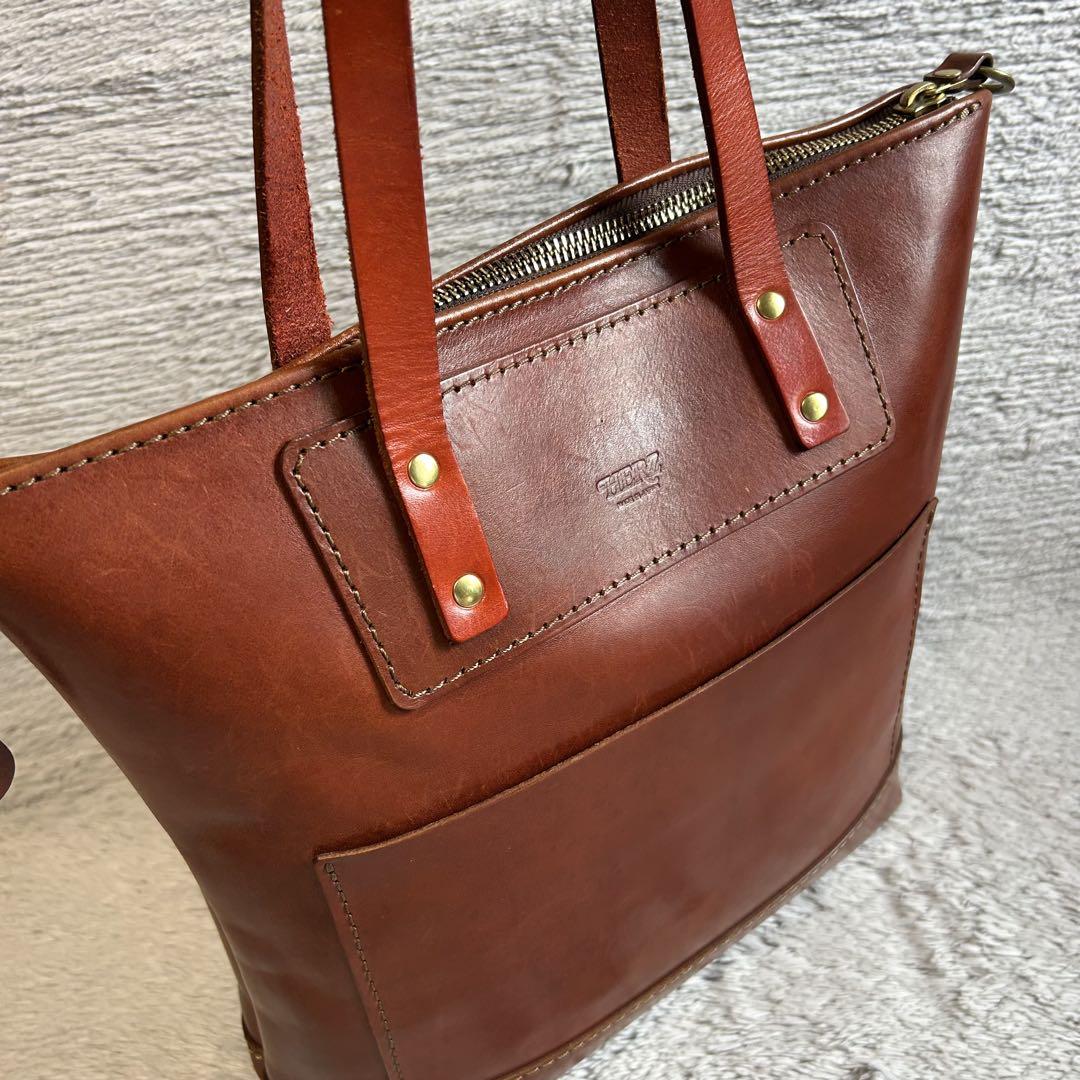 HERZ ヘルツ トートバッグ レザートートバッグ ツートーン 大