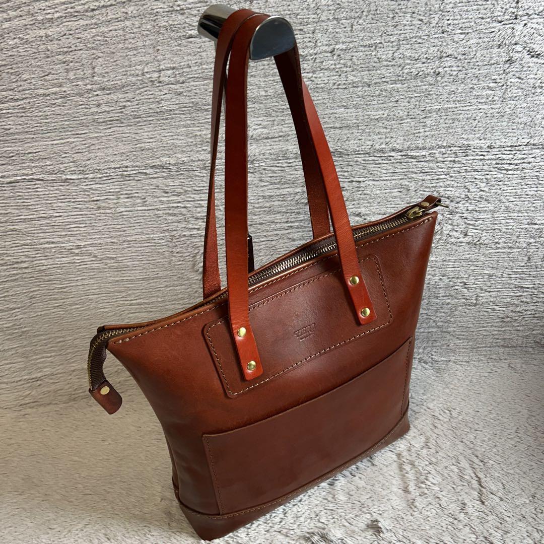 HERZ ヘルツ トートバッグ ビジネスバッグ レザー ブラウン系 A4