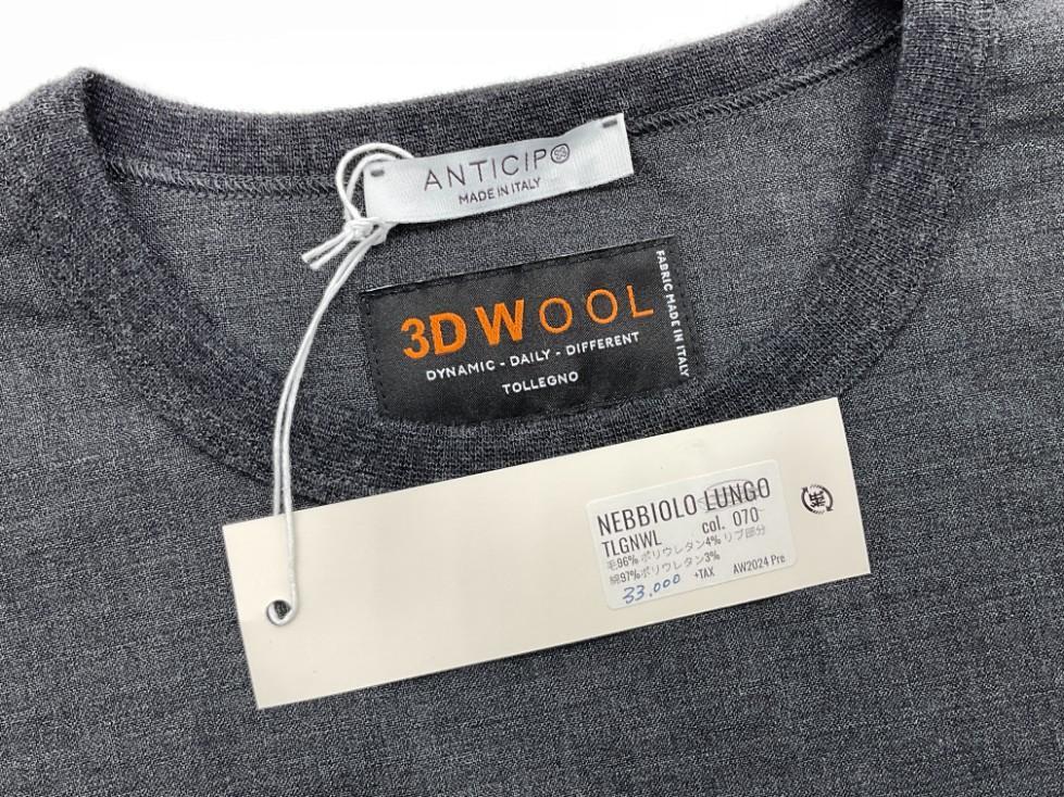 【未使用品】ANTICIPO 3D WOOLリブサマーウールカットソー 48