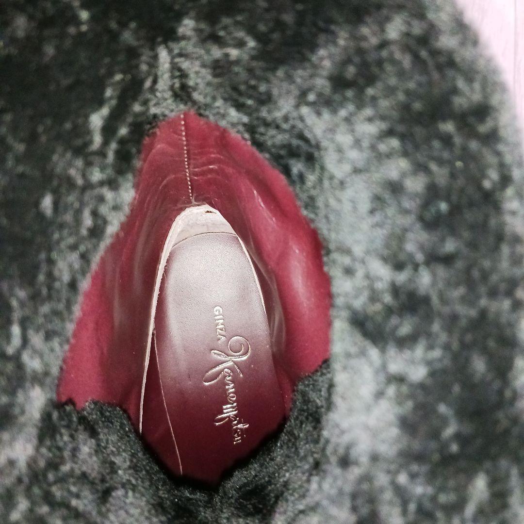 銀座かねまつ ポインテッドトゥ レースアップ ショートブーツ