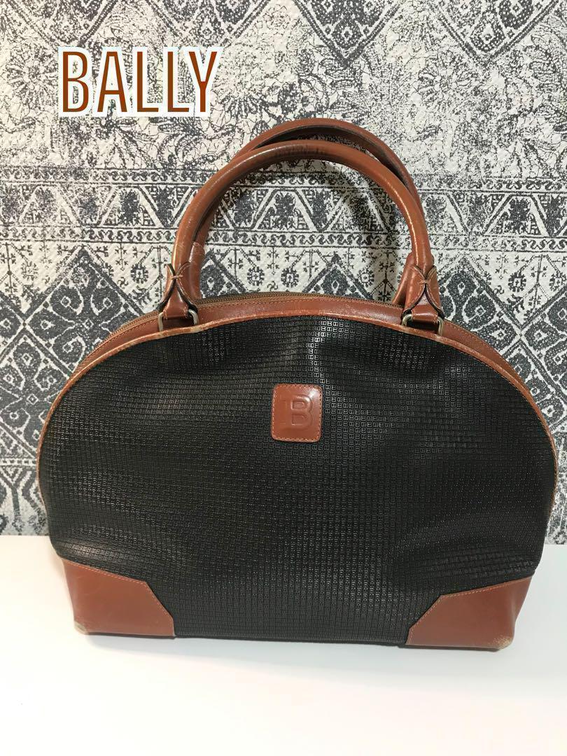 【良品】BALLY バリー PVC×レザー ハンドバッグ トートバッグ ブラック