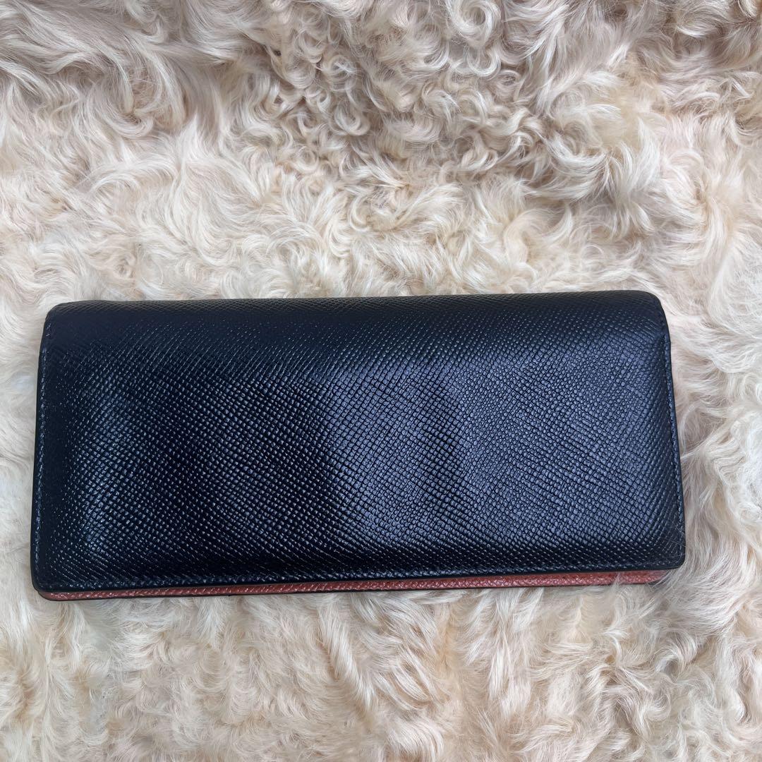 PRADA✨長財布　ミニ三角ロゴ　サファイアーノ　バイカラー　メンズ