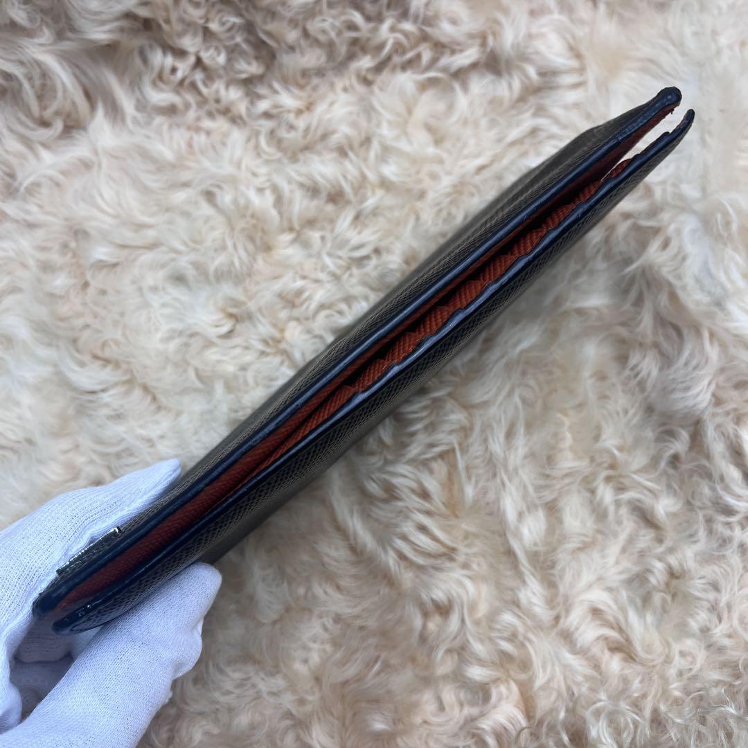 PRADA✨長財布　ミニ三角ロゴ　サファイアーノ　バイカラー　メンズ
