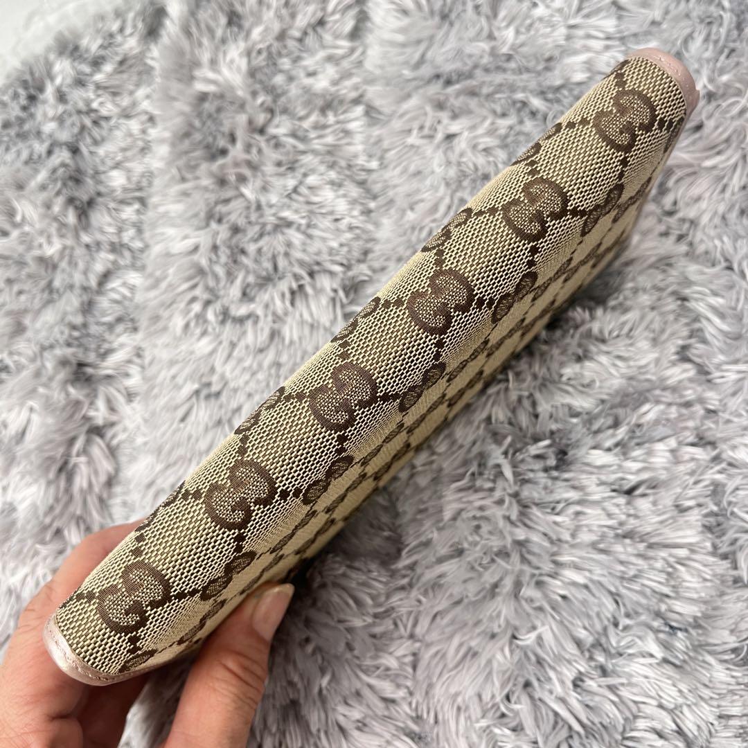 美品✨GUCCI ラブリーハート　GGキャンバス パールピンク　レディース