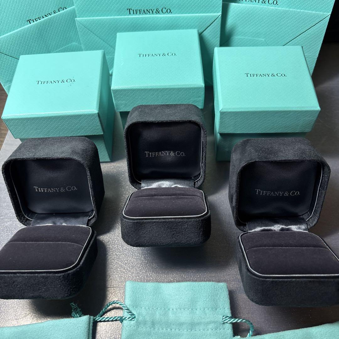 Tiffany シングルリングケース　箱　巾着　袋　リボン　３個セット