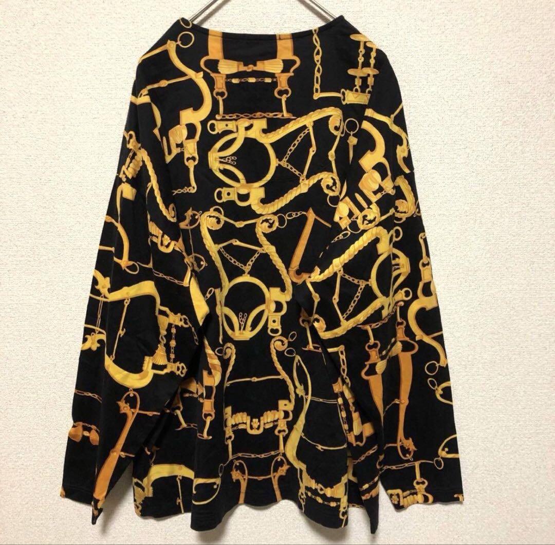 【美品】GUCCI ロンT ホースビット ￼￼￼ゴールド金具 総柄 黒 M