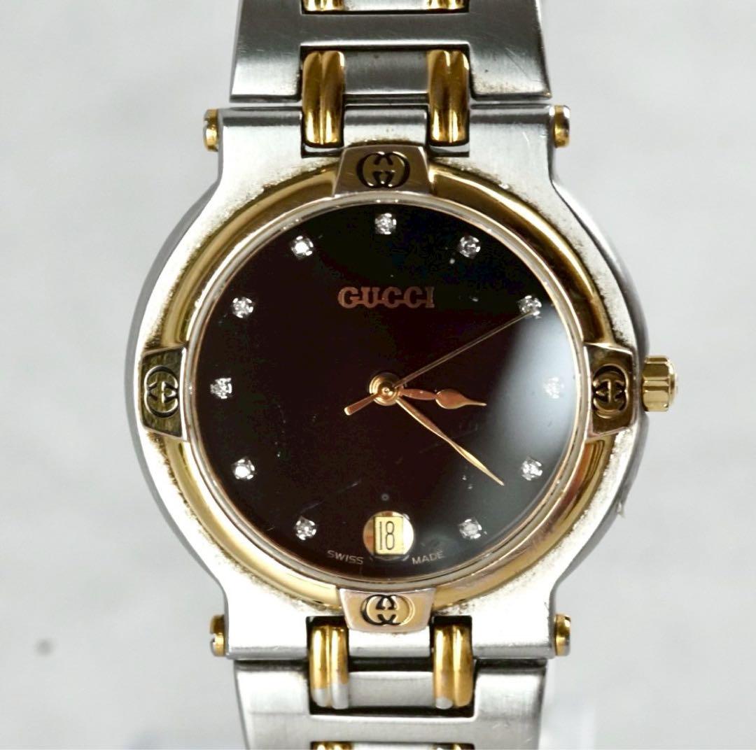 稼働 美品 GUCCI クォーツ腕時計 9000M コンビ ゴールド
