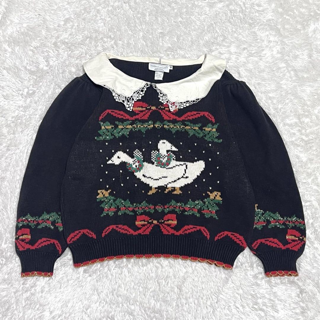 USA製　vintage ニット　襟付き　デザインニット　コットンニット