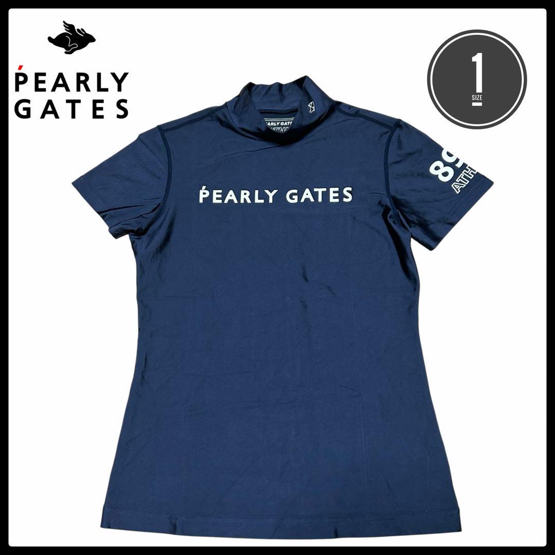 PEARLY GATES パーリーゲイツ 半袖ハイネックTシャツ ネイビー系