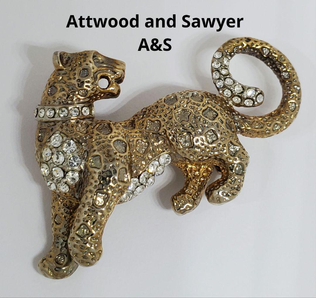 タイムセール 半額 A&S Sawyer and Attwood ヴィンテージ ブローチ レオパード アクセサリー