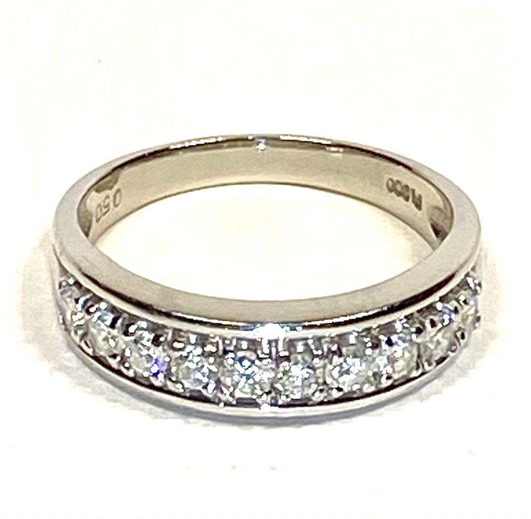 pt900 プラチナハーフエタニティリング 天然ダイヤ0.5ct 14号 pt900 プラチナハーフエタニティリング 天然ダイヤ0.5ct 14号