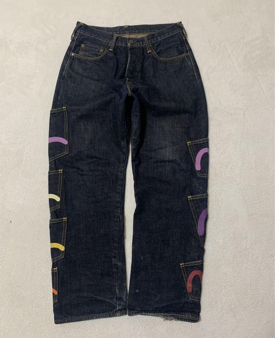 EVISU デニム　メニーポケット　w32 パリ　カモメペイント　travis