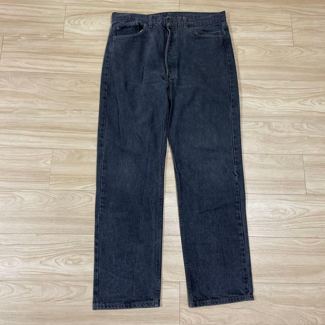 リーバイス501 先染め 90s アメリカ製 裏ボタン653 ブラックデニムXL LL