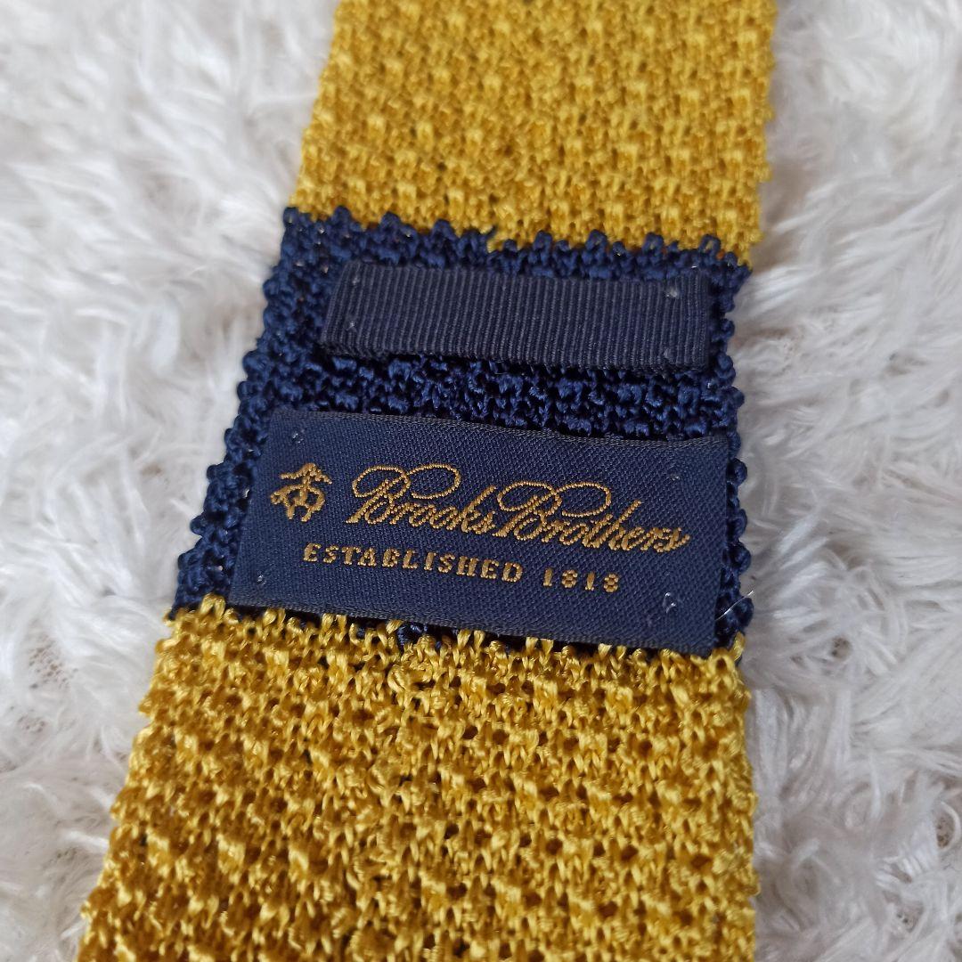 美品 BROOKS BROTHERS ニットタイ ネイビー×黄 イタリア製