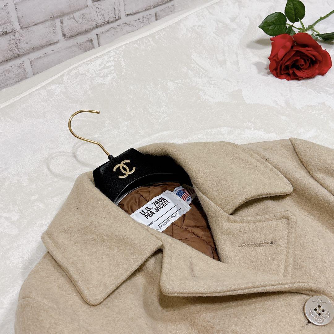 極美品✨　schott ショット　ピーコート　ベージュ　40 ウール