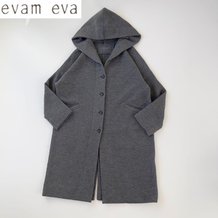 evam eva プレスウールフードロングコート サイズ1 ゆったり