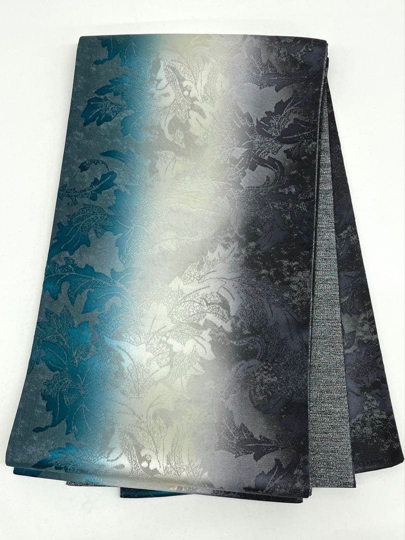 グラデーション 全通 袋帯 リーフ モダン 正絹 ガード加工済 Q1190