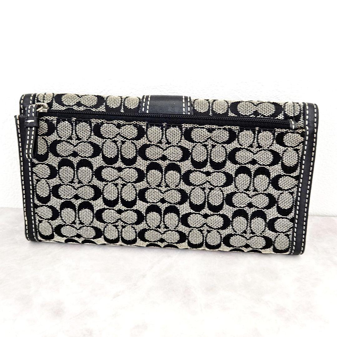 B036美品 COACH シグネチャー 黒グレー 長財布と手帳カバー？ 2点