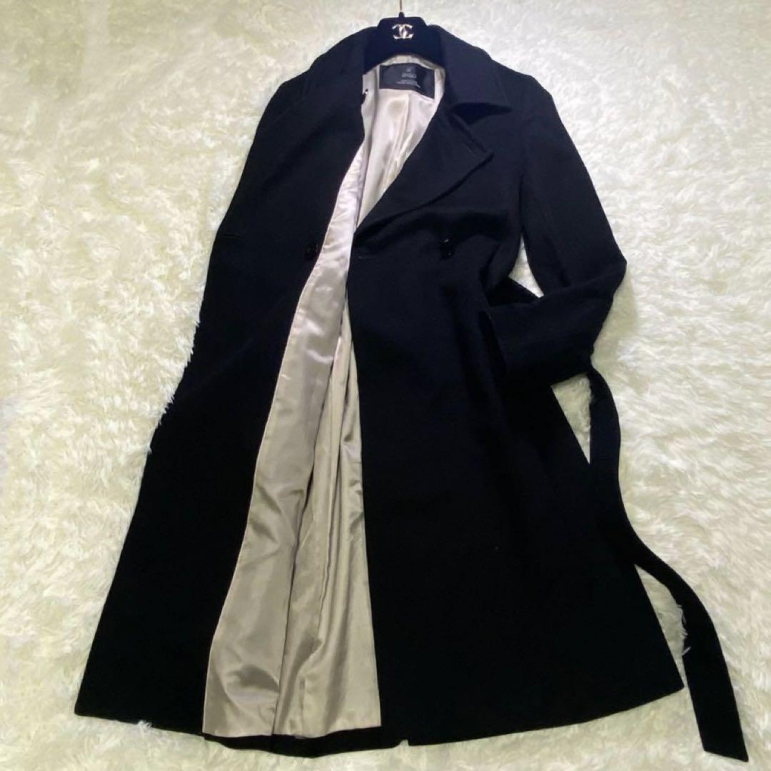 イネド　ロングコート　ベルテッドコート　カシミヤ　ウール　2way 黒　7