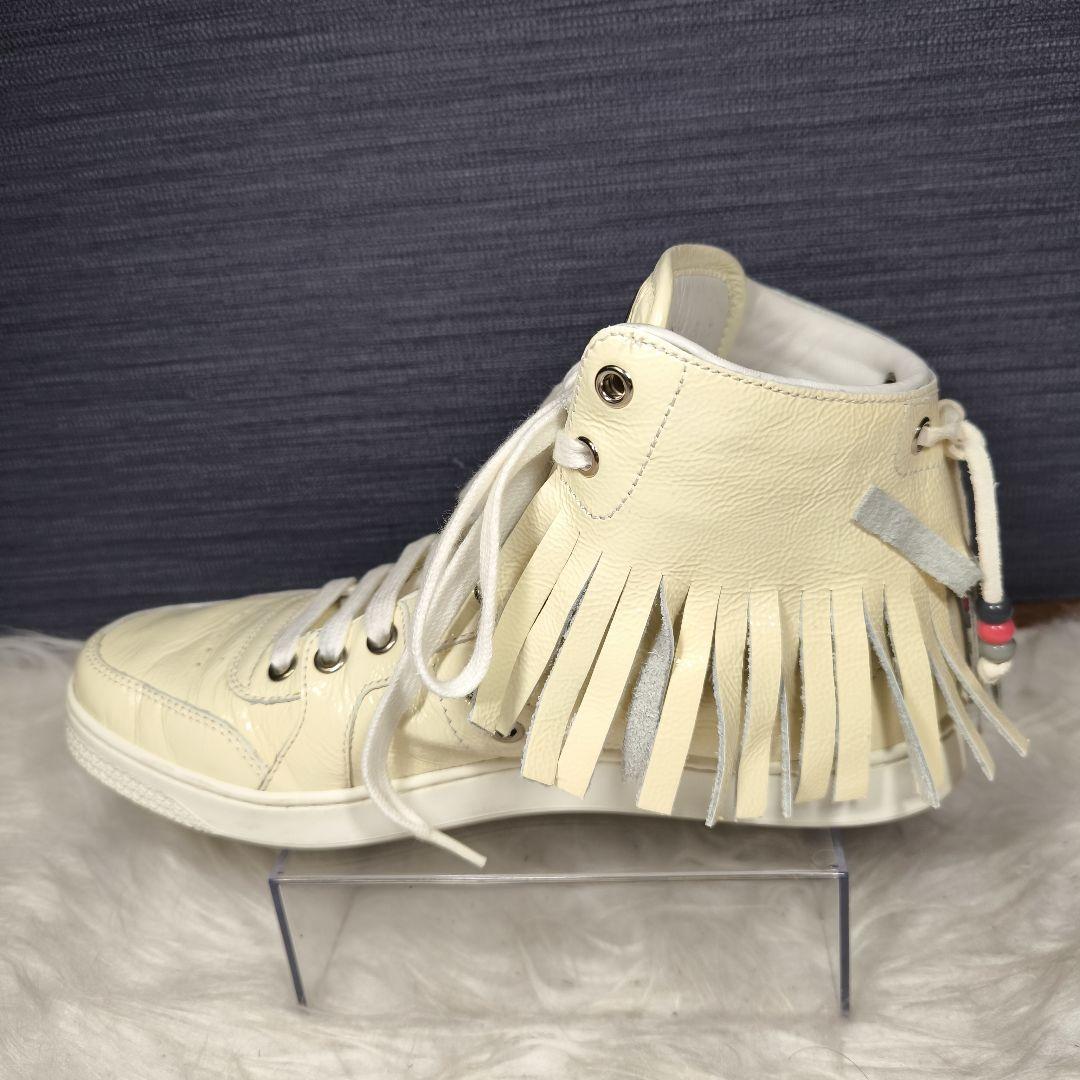 美品【グッチ】ハイカットスニーカー 24 フリンジ 木村拓哉さん着用 エナメル