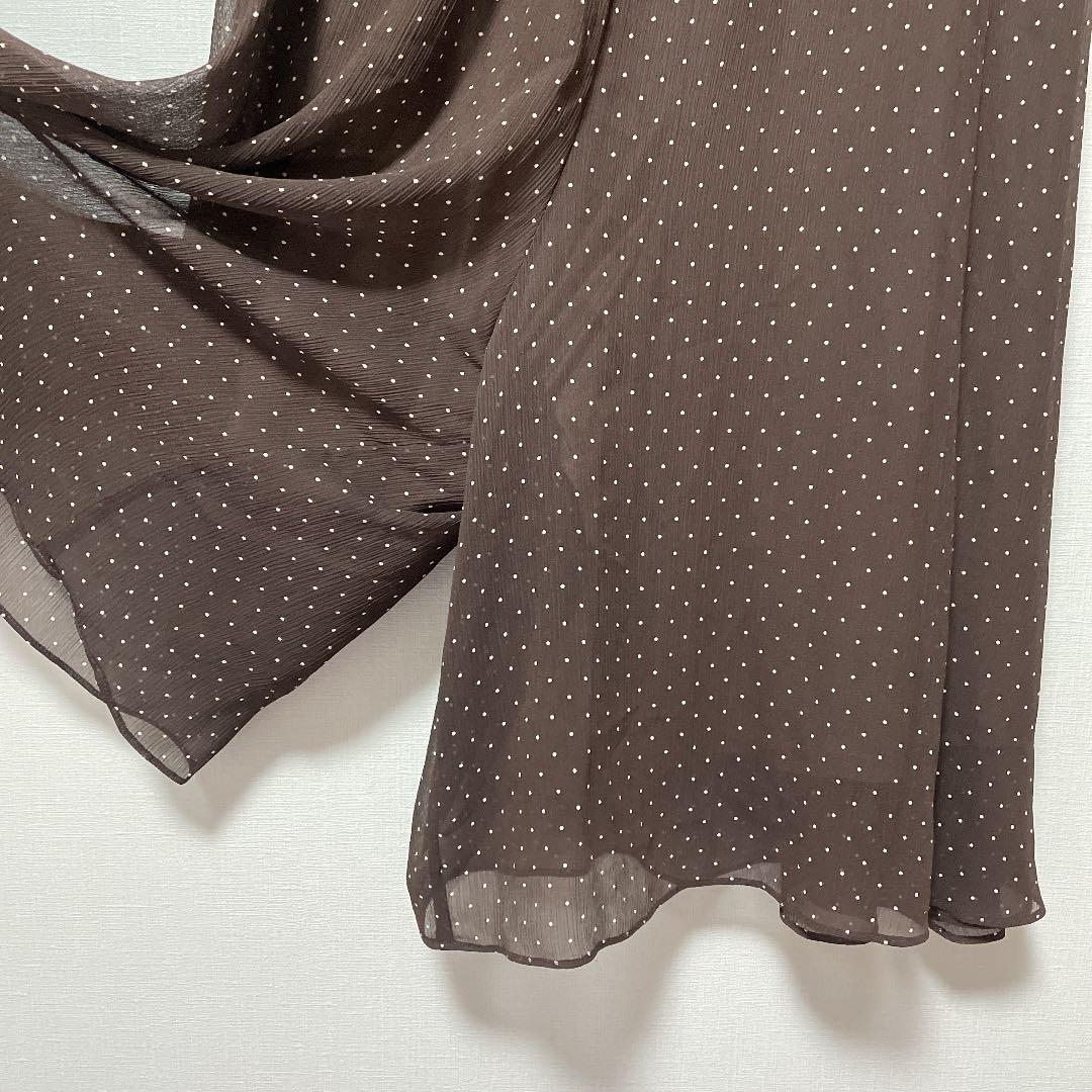 ビアズリー シフォン パンツ 茶 HD3dm-m70975623819 ドット 水玉 大特価特価