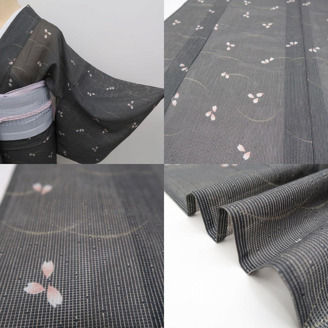 Y3225◇美品 洗える夏着物 絽 古今 高級ポリ 桜 トールサイズ