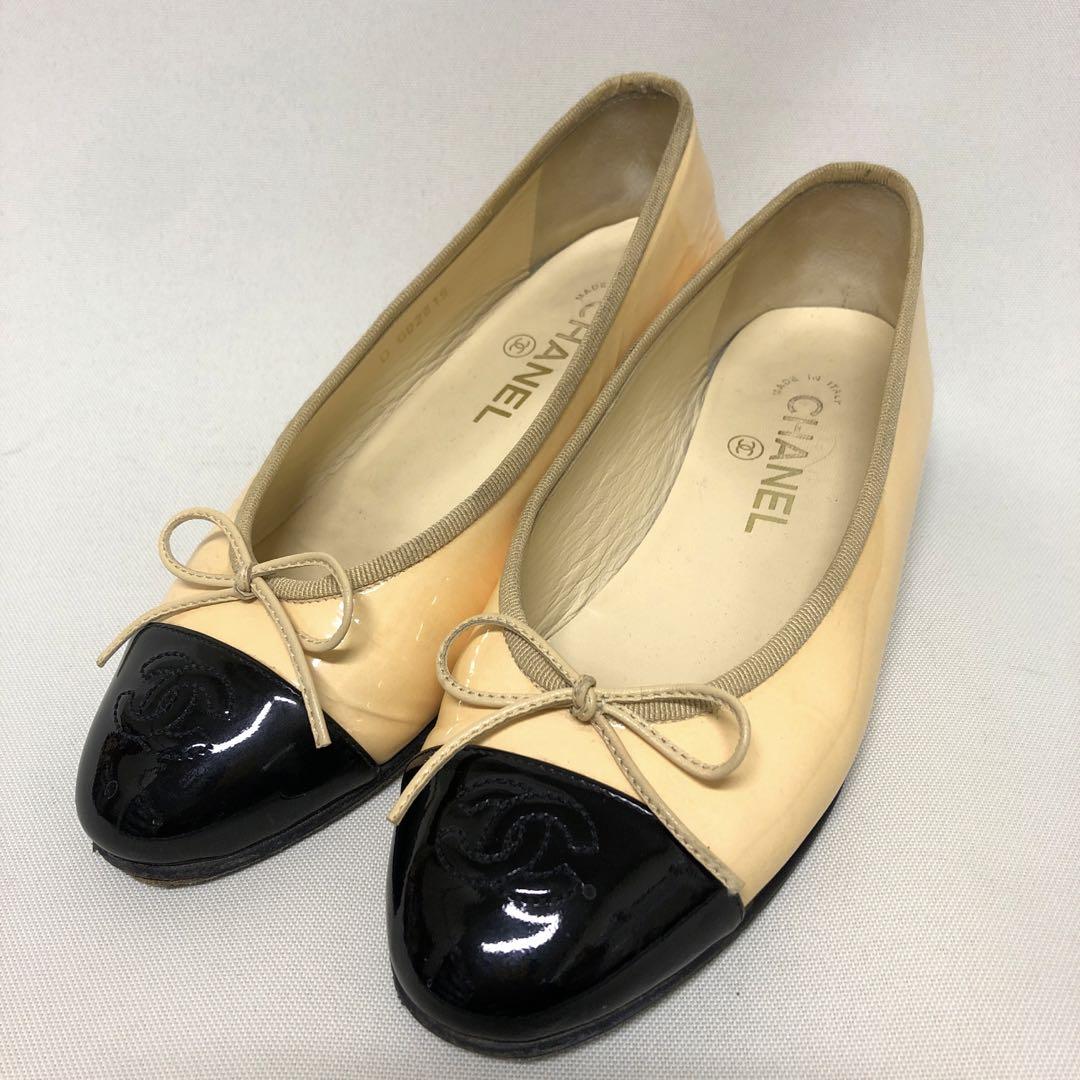 CHANEL シャネル ツイード フラット バレエシューズ パンプス ココマーク CHANEL バレエシューズ ツイード ココマーク レザー フラット