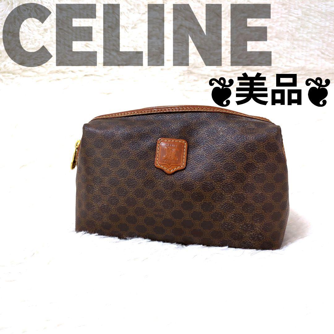 CELINE 【未使用・美品】マカダム 柄 モノグラム ポーチ 未使用】希少 CELINE マカダム柄 クラッチ 廃盤 PVCレザー
