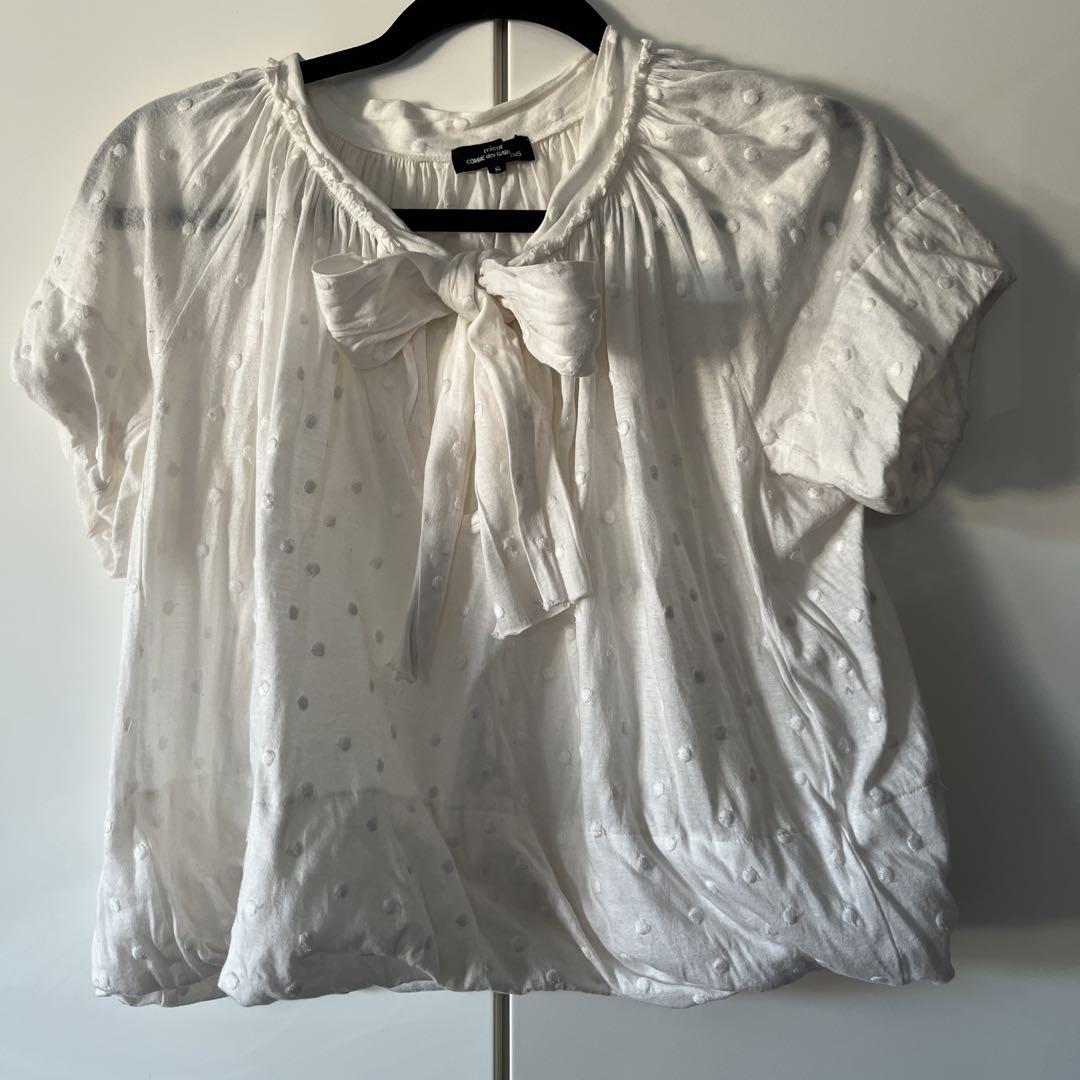 tricot COMME des GARÇONS半袖ブラウスS ホワイト体型隠し