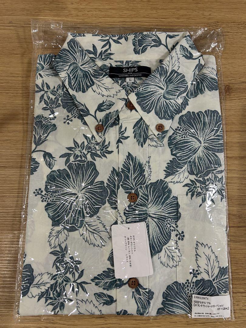 【美品】SHIPS ワタベウェディング ボタンダウンショートスリーブシャツ L ワタベウェディング×SHIPS ボタンダウンショートスリーブシャツ