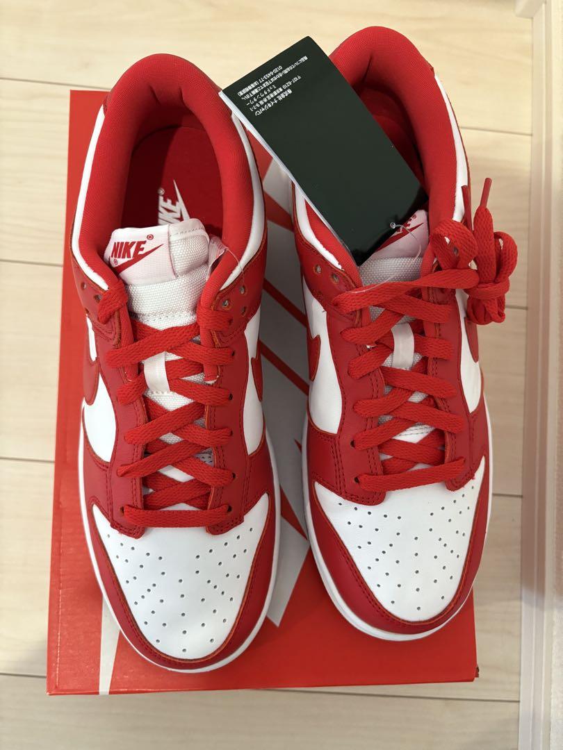 Nike DunkLow SP White and University Red