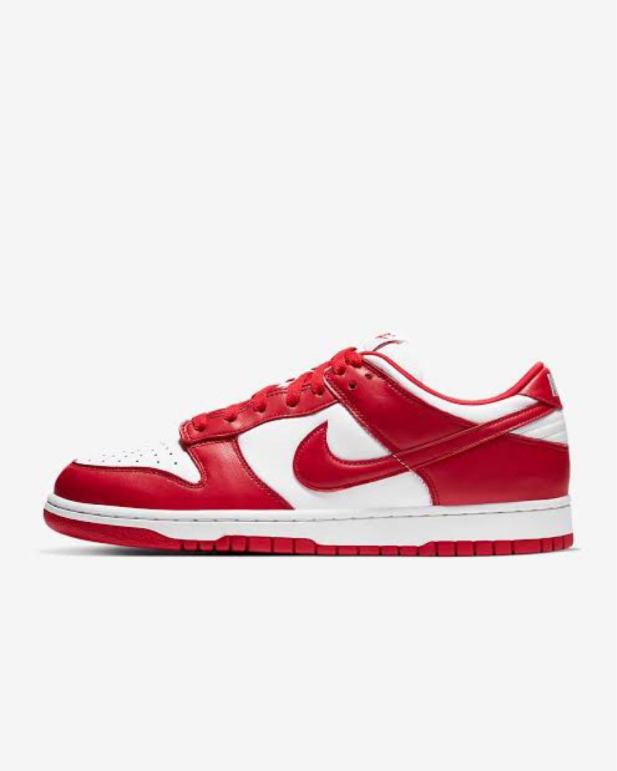 Nike DunkLow SP White and University Red