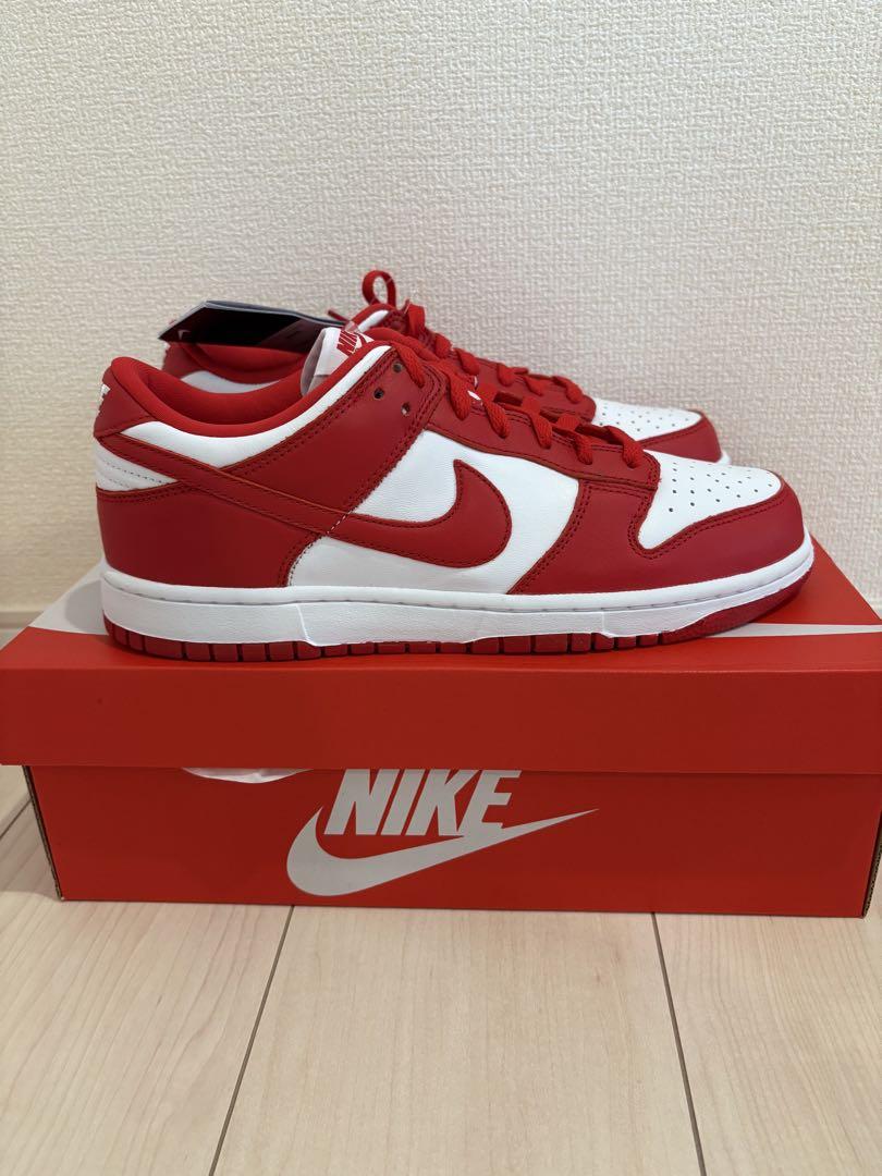 Nike DunkLow SP White and University Red