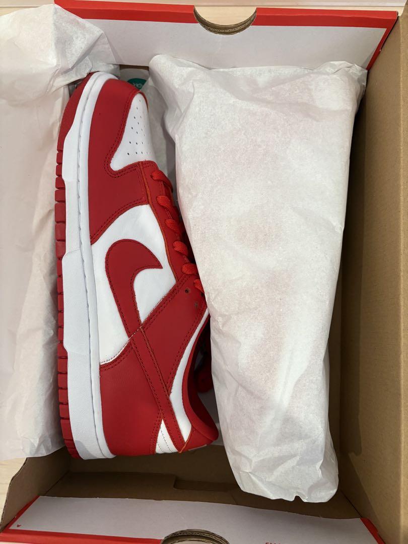 Nike DunkLow SP White and University Red