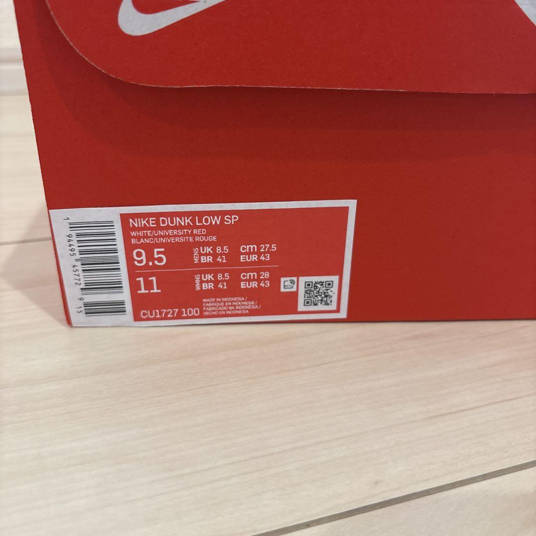 Nike DunkLow SP White and University Red