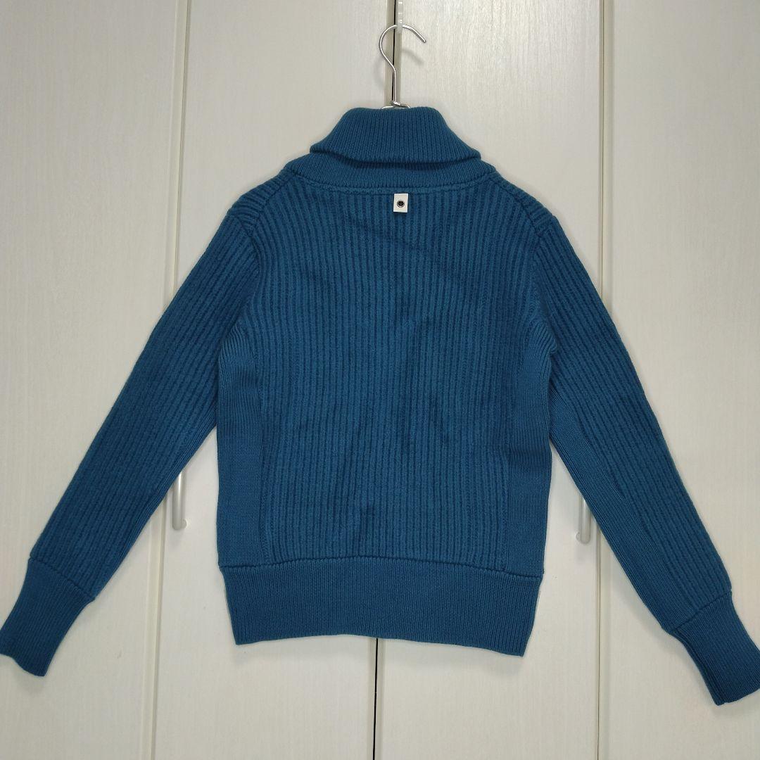 wjk ダブルジェーケー　青 リブ編み ショールカラーセーター　定価¥57240