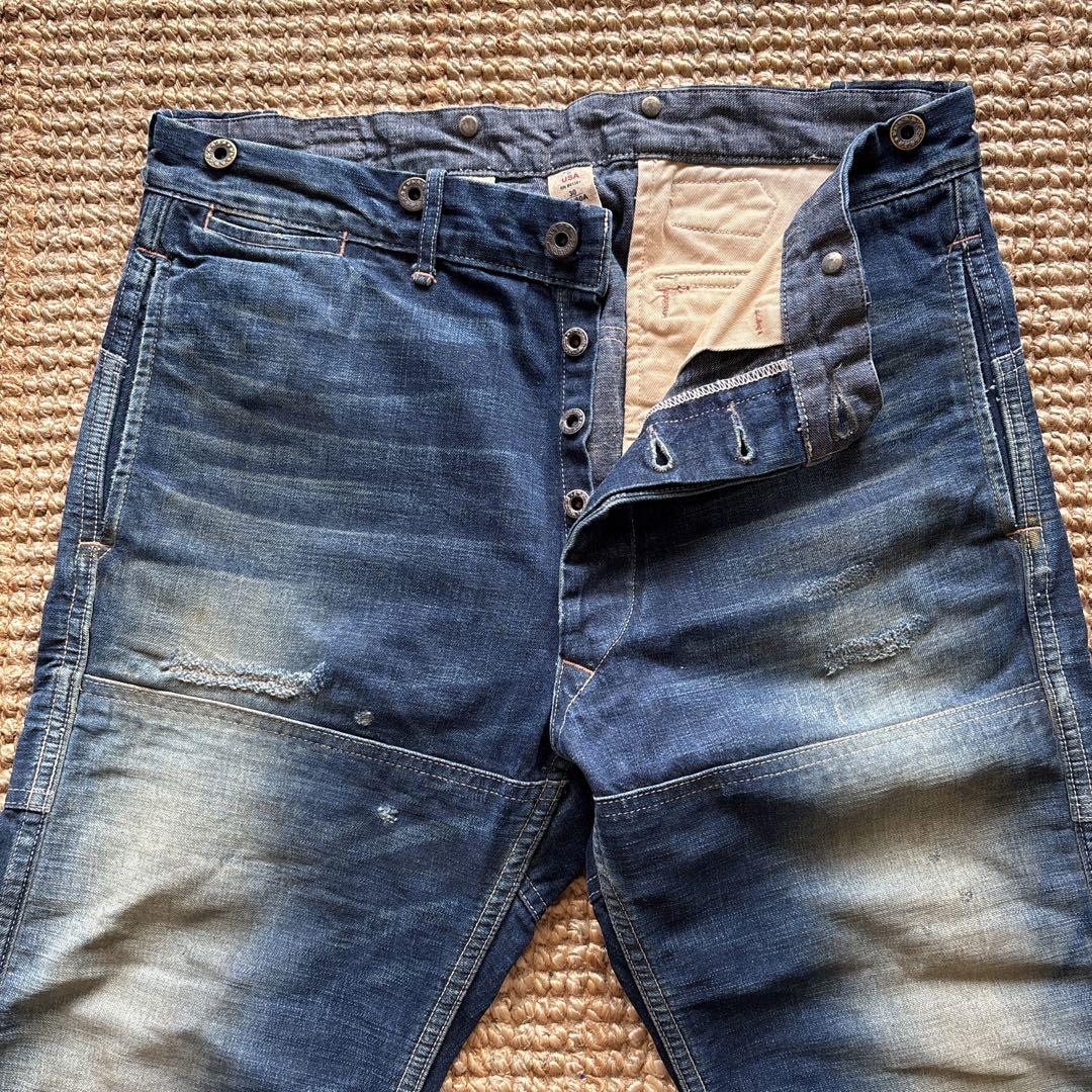 Double RLダメージ加工 ダークブルー デニムパンツ 30 アメリカ