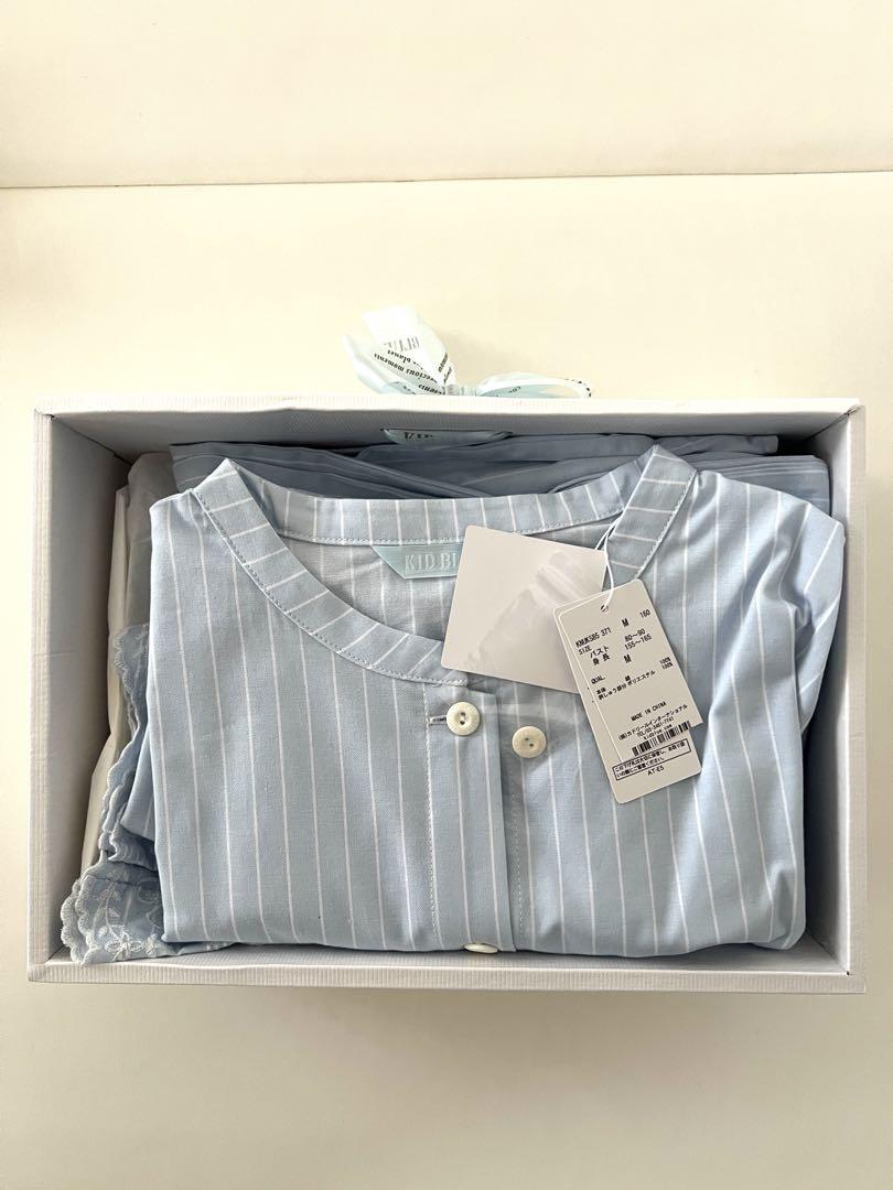 【タグ付き新品未使用】マタニティ　パジャマ　水色　ストライプ　kid blue