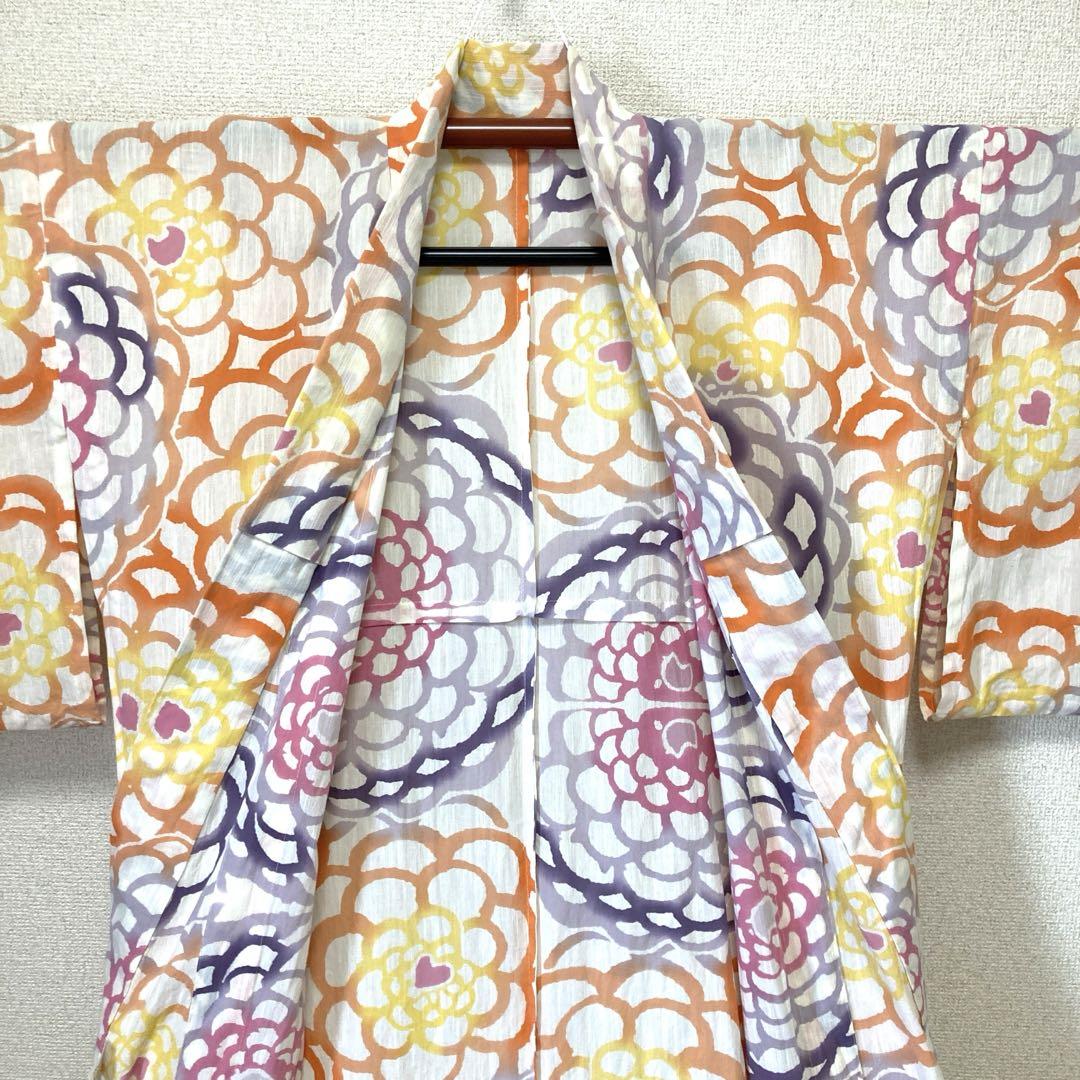 TSUMORI CHISATO ツモリチサト　高級浴衣　白地　カラフルな花柄　猫