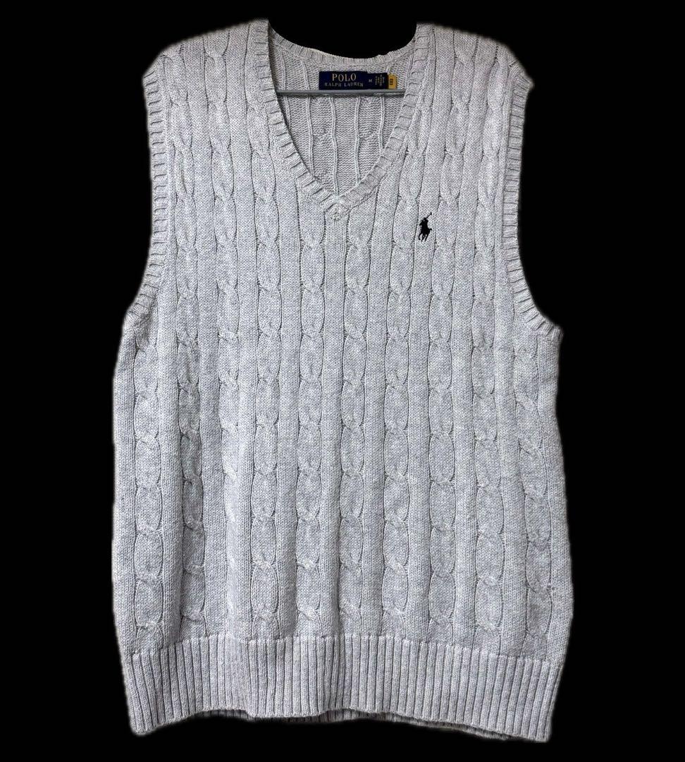 POLO RALPH LAUREN ケーブルニットベスト グレー