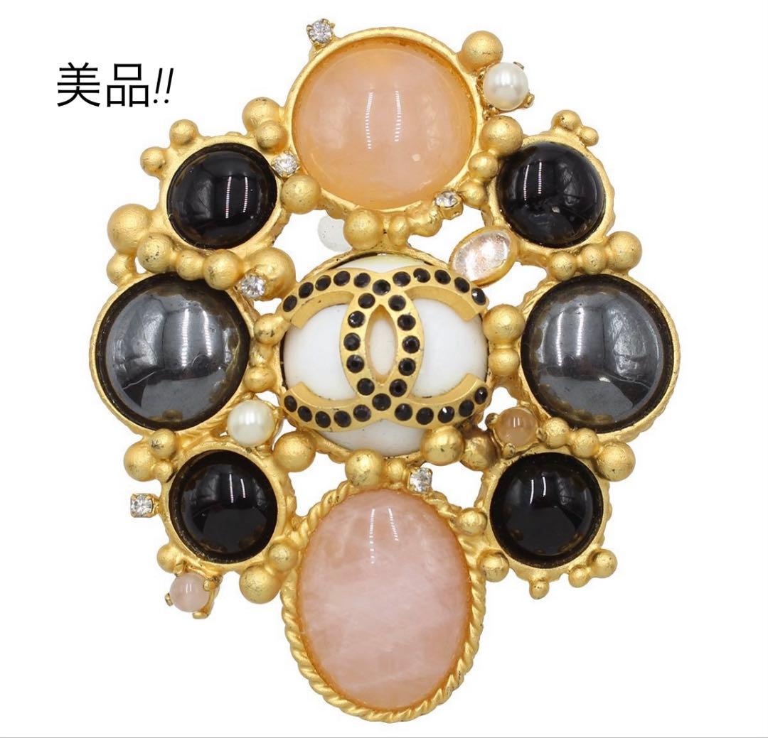 R2241 シャネル ココマーク ストーン ブローチ 01ACHANEL