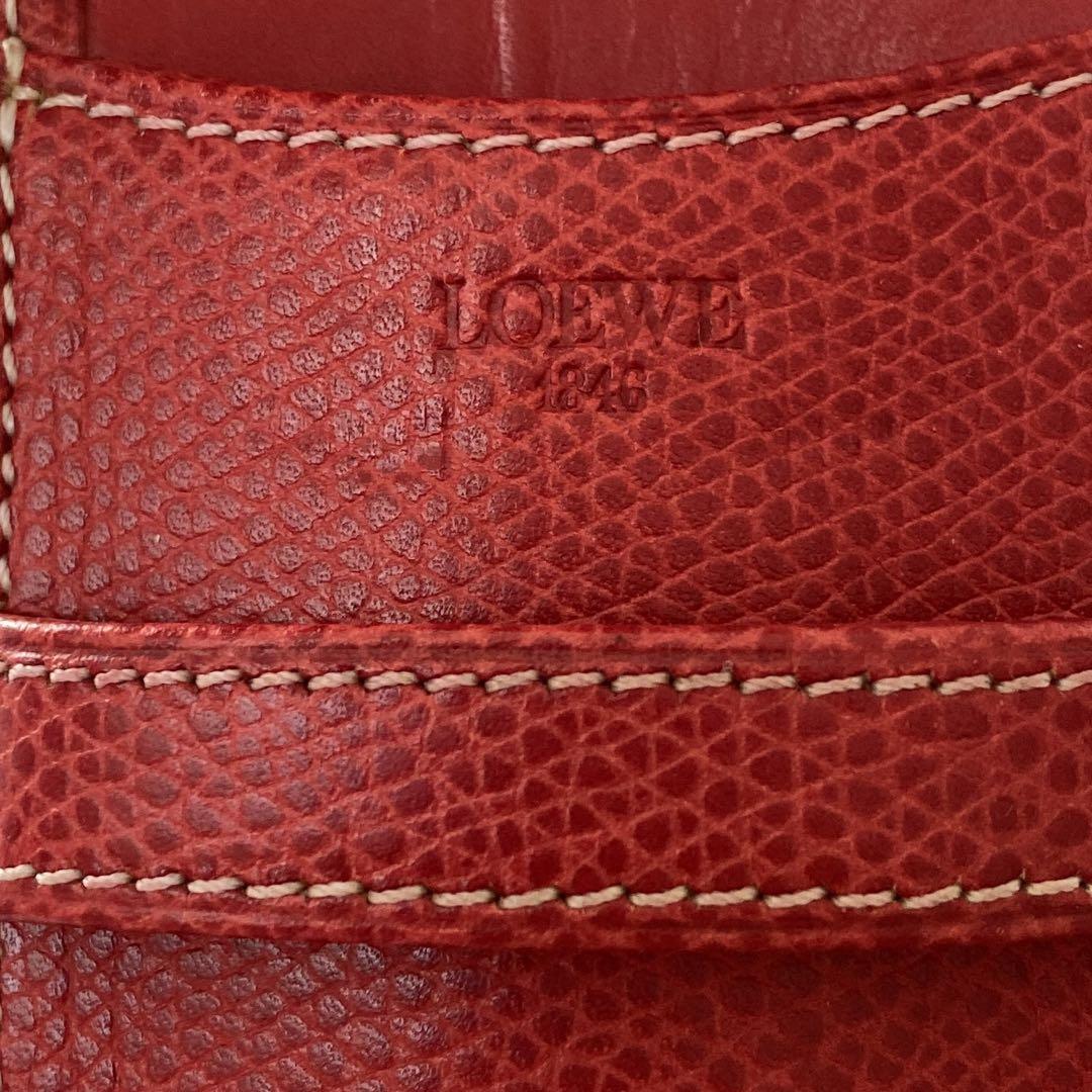 美品】ロエベ ペンケース ペン入れ レザー LOGO 赤