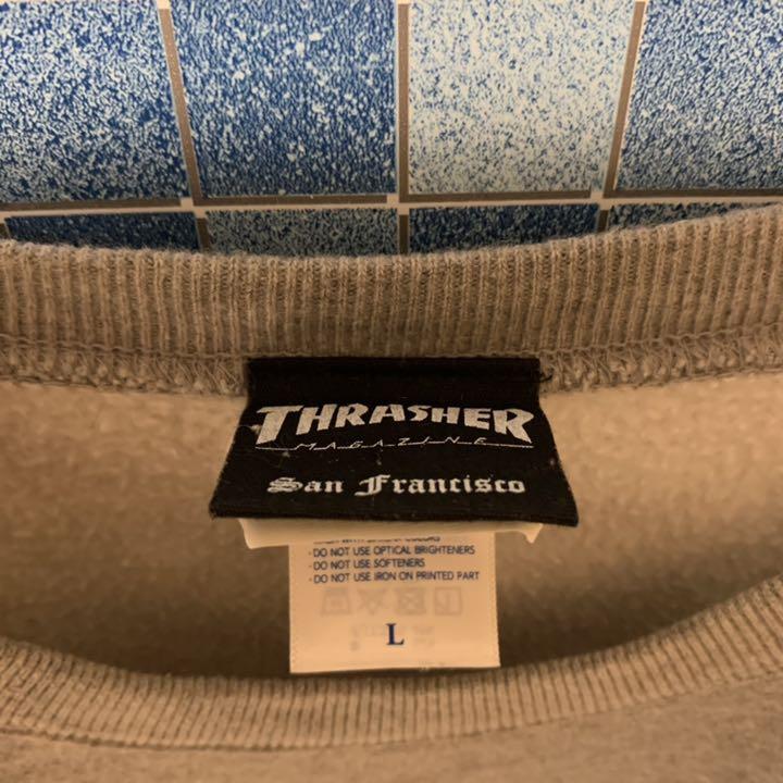 得価通販 人気デザイン 灰色 センターロゴ 刺繍ロゴ usC8t-m71040669147 古着 THRASHER スウェット 定番新作登場