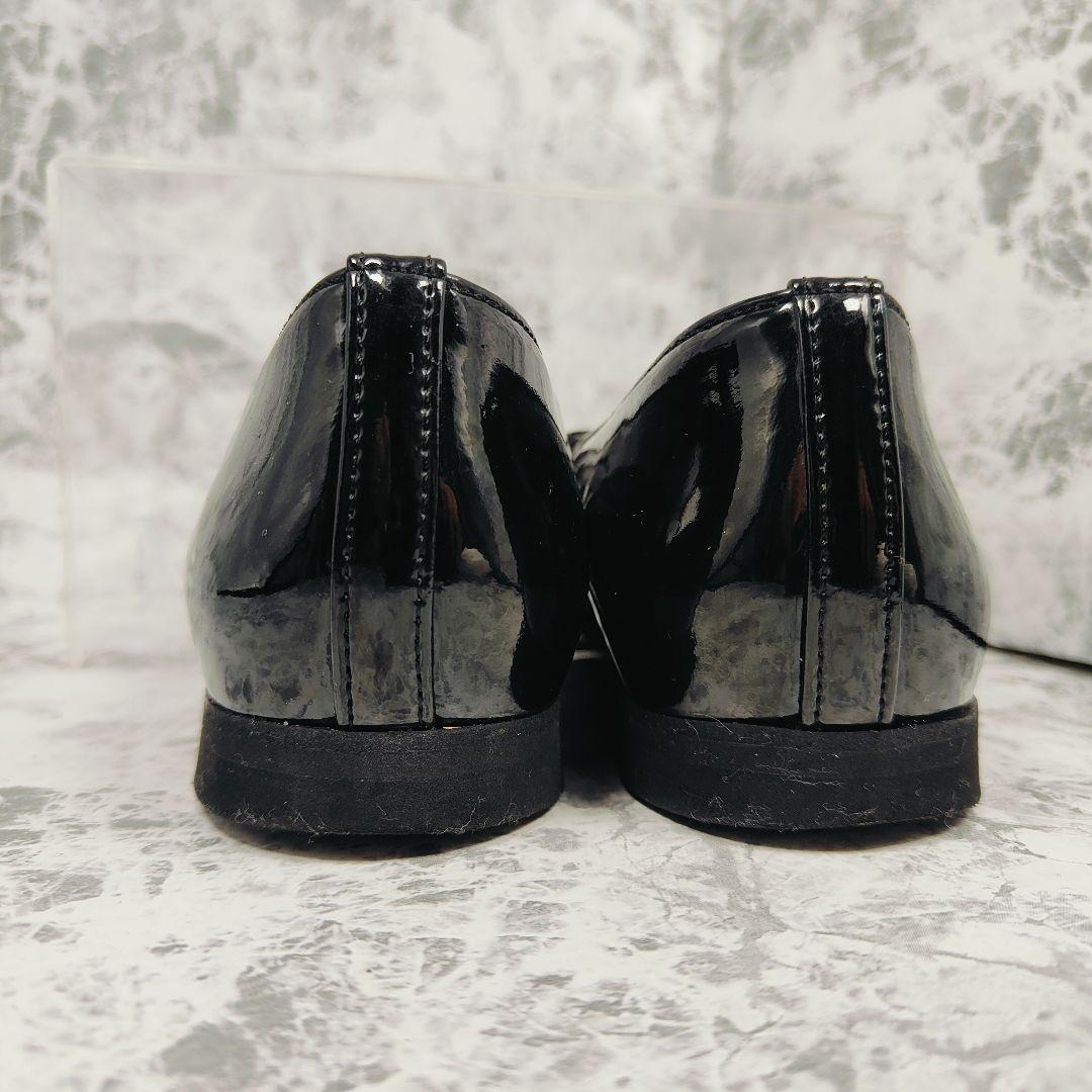 【美品】DIANA（24.5）エナメル　リボン　フラット　パンプス