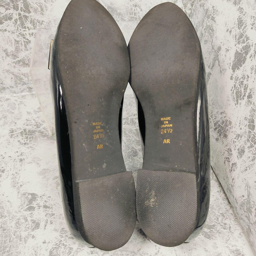 【美品】DIANA（24.5）エナメル　リボン　フラット　パンプス
