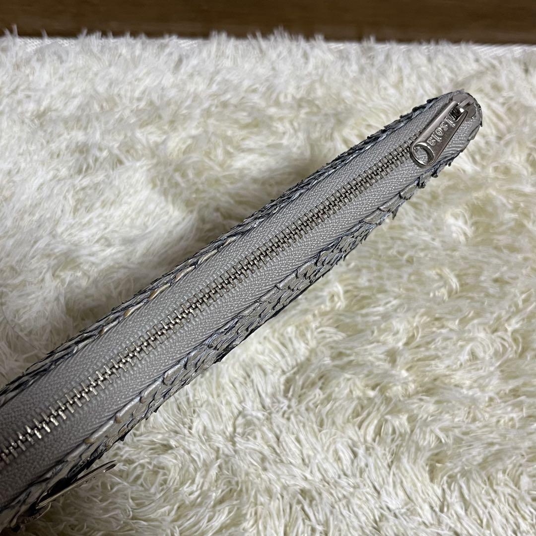 特価商品  isola アイソラ パイソン L字 ラウンド シルバー 長財布 小物
