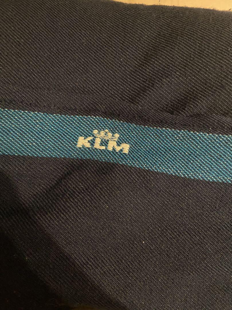 航空機マニア必見　KLM ネイビー フリンジ付きブランケット