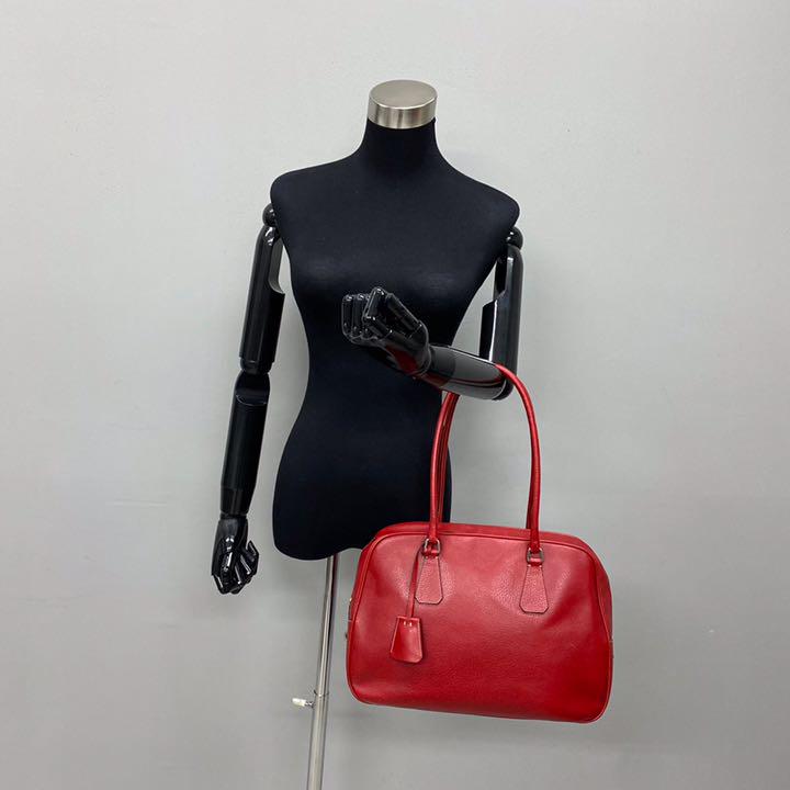 即納 極 美品 プラダ 三角ロゴ 金具 レザー ミニ ボストンバッグ ハンドバッグ BorbX-m71064100739 HOT大人気