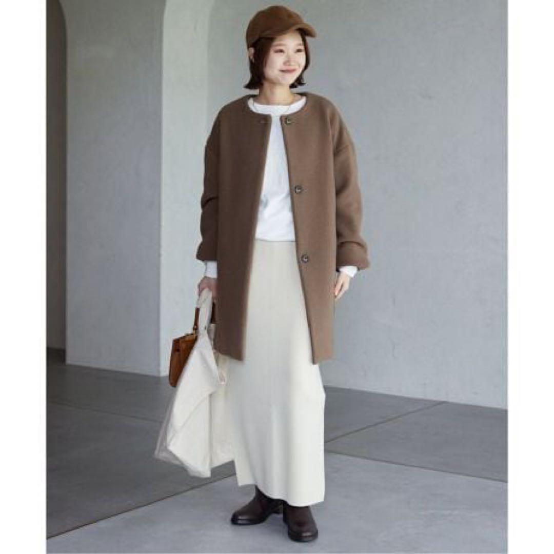 美品23AW✨スローブイエナ ウールダブルモッサ ノーカラーショート