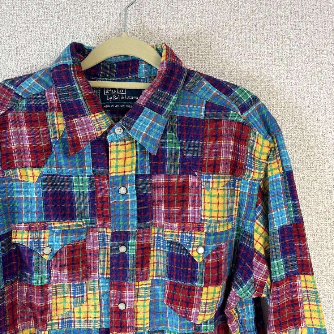 90s polo Ralph Lauren ネルシャツ パッチワーク ウエスタントップス